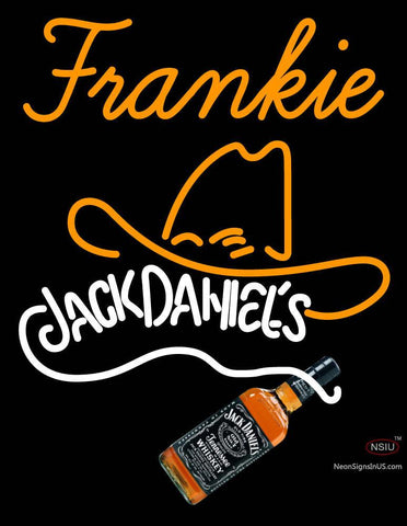 Custom Frankie Rare Jack Daniels Whiskey Cowboy Hat Neon Sign  