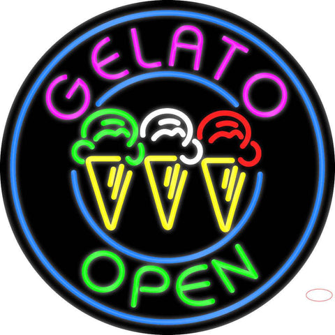 Custom Gelato Open Real Neon Glass Tube Neon Sign 