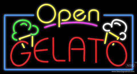 Custom Gelato Open Real Neon Glass Tube Neon Sign 