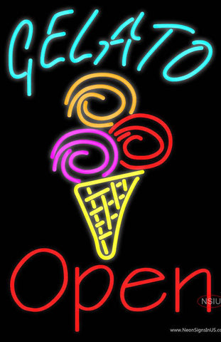 Custom Gelato Open Real Neon Glass Tube Neon Sign 