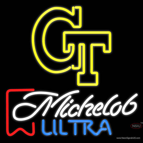 Custom Georgia Tech Michelob Ultra Real Neon Glass Tube Neon Sign 