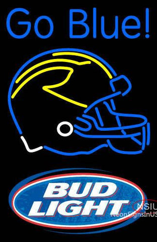 Custom Go Blues Michigan Wolverines Helmet 7 Pres Logo Neon Sign  
