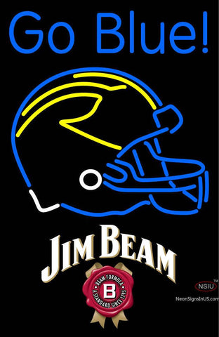 Custom Go Blues Michigan Wolverines Helmet 7 Pres Logo Neon Sign  