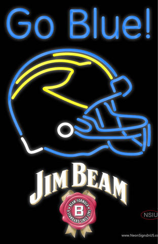 Custom Go Blues Michigan Wolverines Helmet 7 Pres Logo Real Neon Glass Tube Neon Sign 