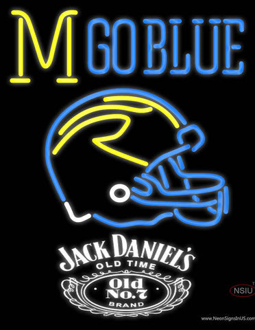 Custom Go Blues Michigan Wolverines Helmet Real Neon Glass Tube Neon Sign 
