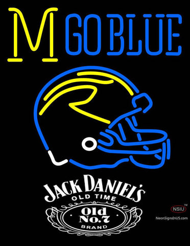 Custom Go Blues Michigan Wolverines Helmet Neon Sign  