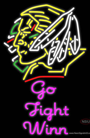 Custom Go Fight Winn With Fighting Sioux Head Real Neon Glass Tube Neon Sign 