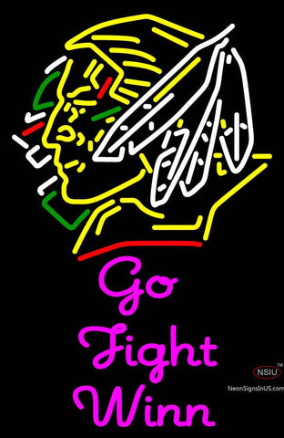 Custom Go Fight Winn With Fighting Sioux Head Neon Sign  