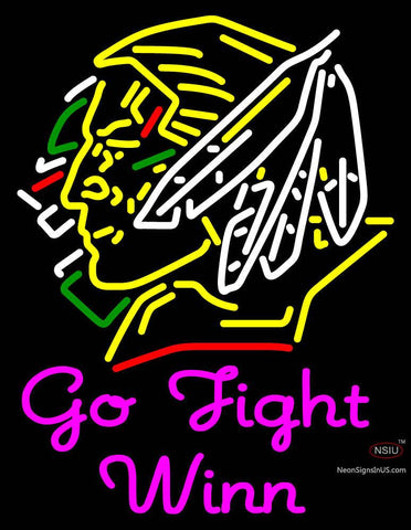 Custom Go Fight Winn With Fighting Sioux Head Neon Sign  