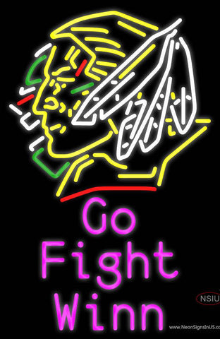 Custom Go Fight Winn With Fighting Sioux Head Real Neon Glass Tube Neon Sign 