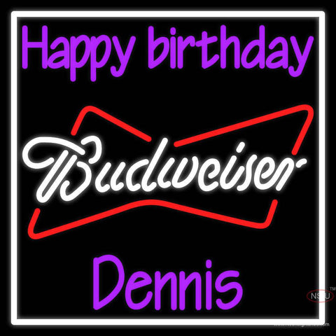 Custom Happy Birthday Dennis Real Neon Glass Tube Neon Sign 