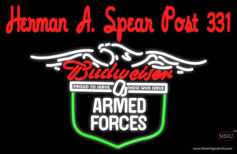 Custom Herman A Spear Post Budweiser Armed Forces Real Neon Glass Tube Neon Sign 