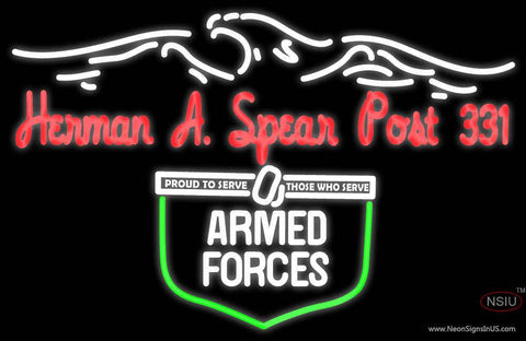 Custom Herman A Spear Post Budweiser Armed Forces Real Neon Glass Tube Neon Sign 