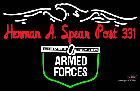 Custom Herman A Spear Post Budweiser Armed Forces Neon Sign  