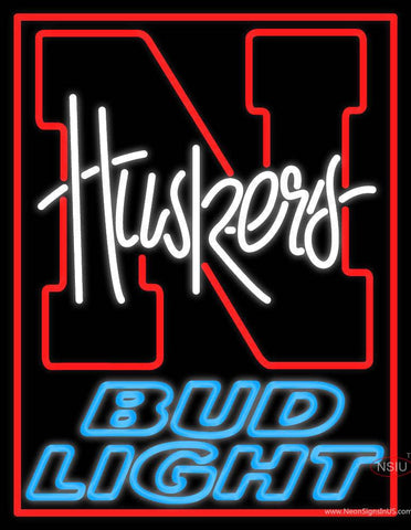 Custom Huskers Bud Light Logo Real Neon Glass Tube Neon Sign 