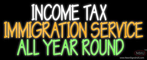 Custom Income Tax All Year Round Real Neon Glass Tube Neon Sign 