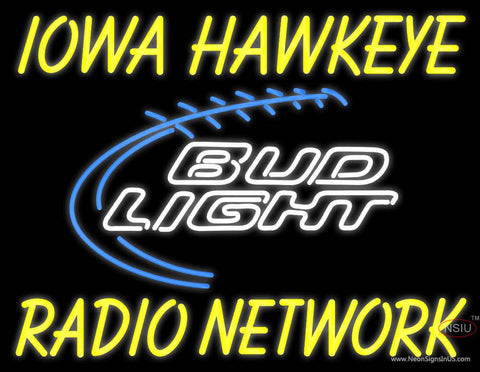 Custom Iowa Hawkeye Radio Network Bud Light Real Neon Glass Tube Neon Sign 