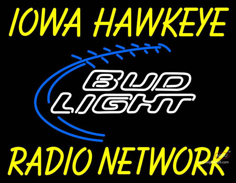 Custom Iowa Hawkeye Radio Network Bud Light Neon Sign  