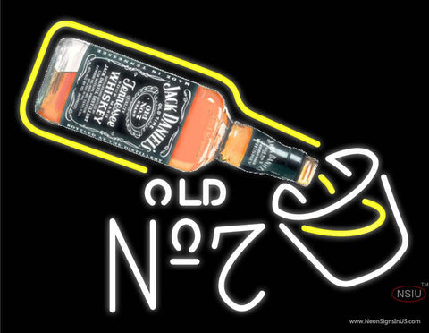 Custom Jack Daniel Old No 7 Bottle Real Neon Glass Tube Neon Sign