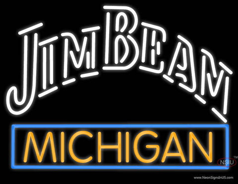 Custom Jim Beam Michigan Logo Real Neon Glass Tube Neon Sign