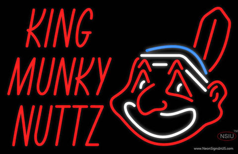 Custom King Munky Nuttz Cleveland Indians Real Neon Glass Tube Neon Sign 