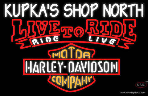 Custom Kupkas Shop North Live To Ride With Harley Davidson Real Neon Glass Tube Neon Sign 