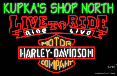 Custom Kupkas Shop North Live To Ride With Harley Davidson Real Neon Glass Tube Neon Sign 