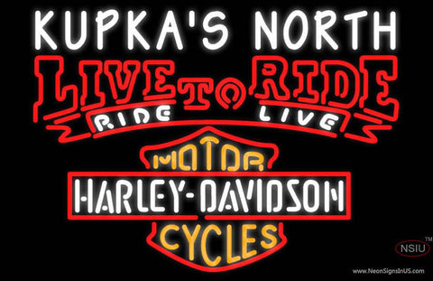 Custom Kupkas Shop North Live To Ride With Harley Davidson Real Neon Glass Tube Neon Sign 