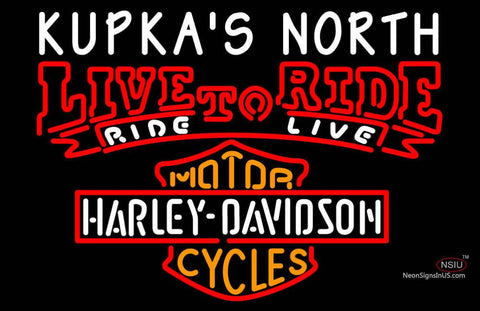 Custom Kupkas Shop North Live To Ride With Harley Davidson Neon Sign  