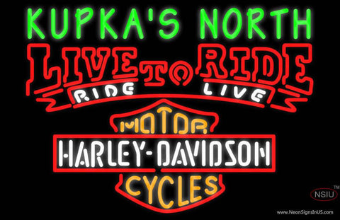 Custom Kupkas Shop North Live To Ride With Harley Davidson Real Neon Glass Tube Neon Sign 