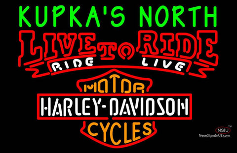 Custom Kupkas Shop North Live To Ride With Harley Davidson Neon Sign  