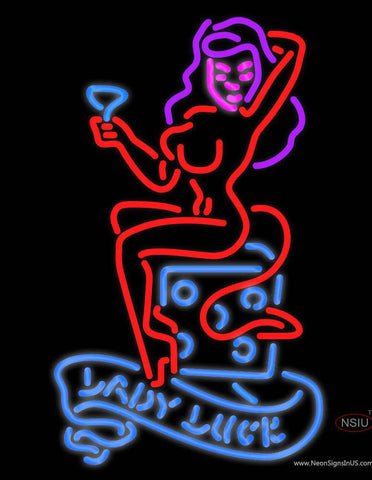 Custom Lady Luck She Devil Real Neon Glass Tube Neon Sign 