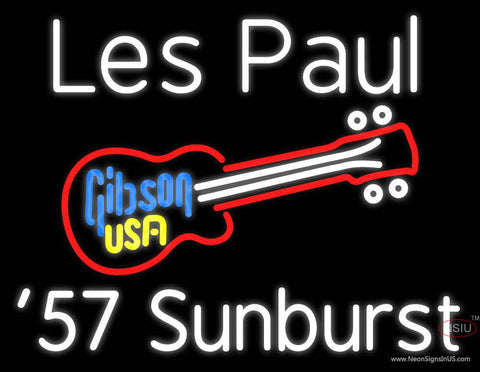 White Les Paul 7 Starburst Gibson Guitar Real Neon Glass Tube Neon Sign