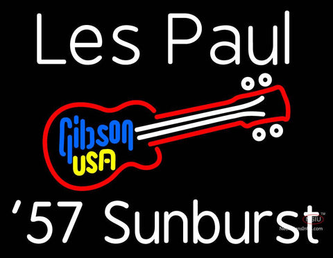 White Les Paul 7 Starburst Gibson Guitar Neon Sign 