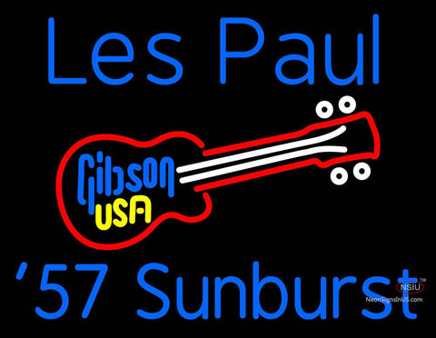 Blue Les Paul 7 Starburst Gibson Guitar Neon Sign 