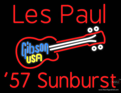 Les Paul 7 Starburst Red Gibson Guitar Real Neon Glass Tube Neon Sign