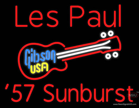 Les Paul 7 Starburst Red Gibson Guitar Real Neon Glass Tube Neon Sign 