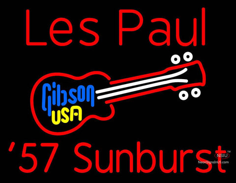 Les Paul 7 Starburst Red Gibson Guitar Neon Sign 