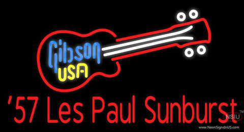 Red Les Paul 7 Starburst Gibson Guitar Real Neon Glass Tube Neon Sign 
