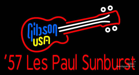 Red Les Paul 7 Starburst Gibson Guitar Neon Sign 