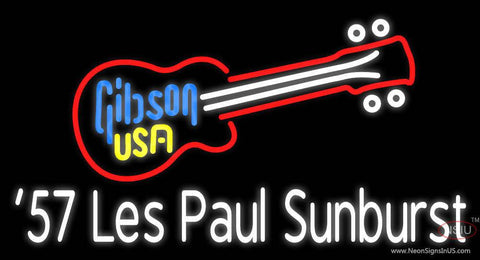 Les Paul 7 White Starburst Gibson Guitar Real Neon Glass Tube Neon Sign 