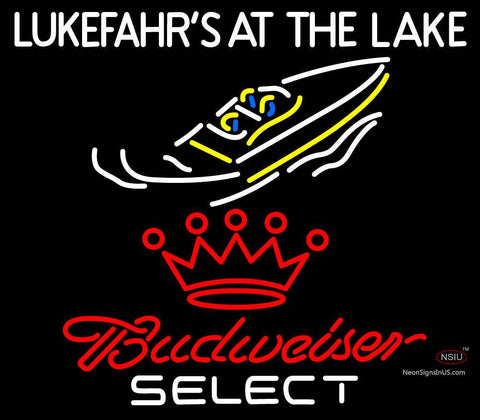 Custom Lukefahrs At The Lake Budweiser Select Neon Sign  