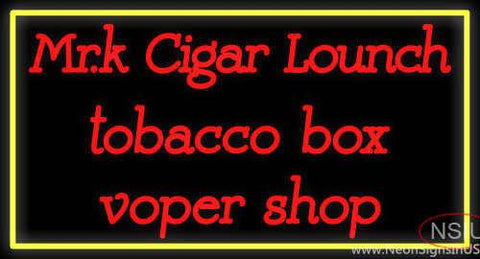 Custom Mr K Cigar Lounch Tobacco Box Voper Shop Real Neon Glass Tube Neon Sign 