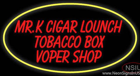 Custom Mr K Cigar Lounch Tobacco Box Voper Shop Real Neon Glass Tube Neon Sign 