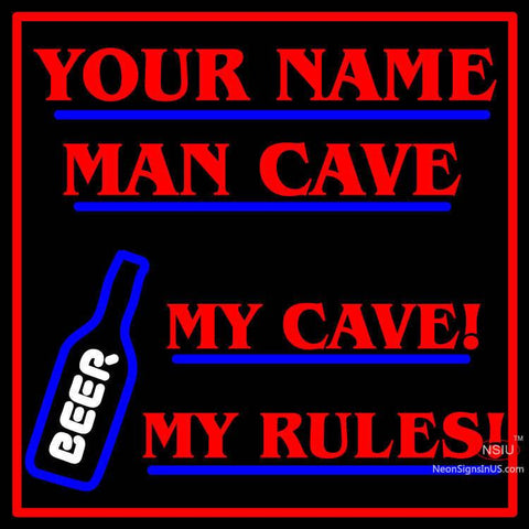 Custom My Cave My Rules Beer Man Cave Neon Sign 