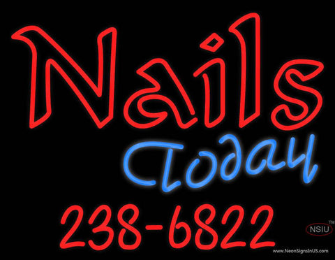 Custom Nails Today Logo Real Neon Glass Tube Neon Sign 