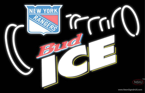Custom New York Rangers Bud Ice Real Neon Glass Tube Neon Sign 