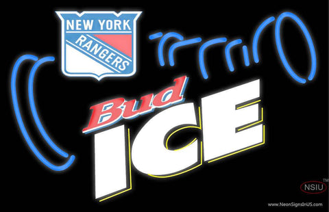 Custom New York Rangers Bud Ice Real Neon Glass Tube Neon Sign 