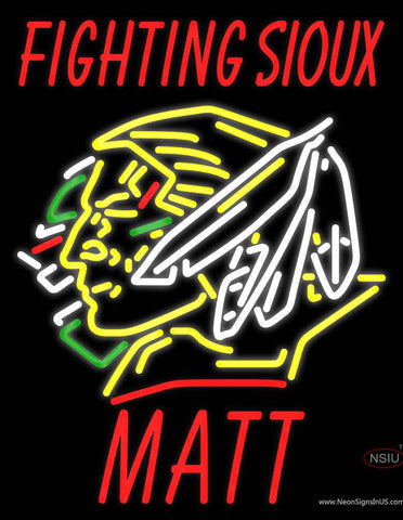 Custom North Dakota Fighting Sioux Matt Real Neon Glass Tube Neon Sign 