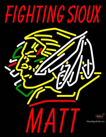 Custom North Dakota Fighting Sioux Matt Neon Sign  